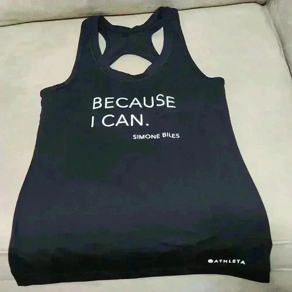Athleta Simone Biles Because  I Can  Nitro Black Tank